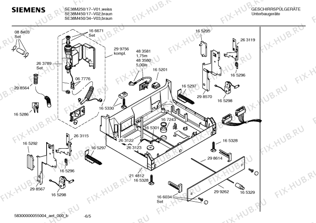 Взрыв-схема посудомоечной машины Siemens SE38M250 Extraklasse - Схема узла 05