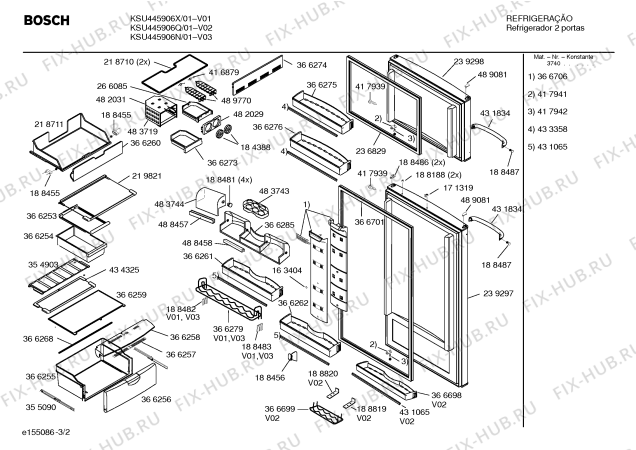 Взрыв-схема холодильника Bosch KSU445906Q NO FROST - Схема узла 02