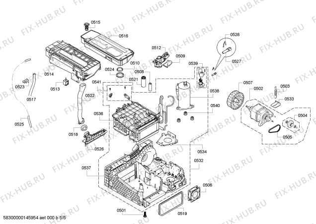 Схема №5 WT46W5C0NL с изображением Корпус для сушильной машины Bosch 00674480