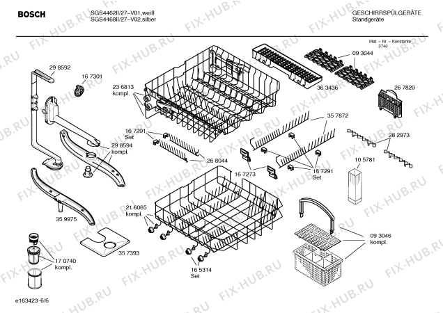 Взрыв-схема посудомоечной машины Bosch SGS4468II DUPLEXX - Схема узла 06