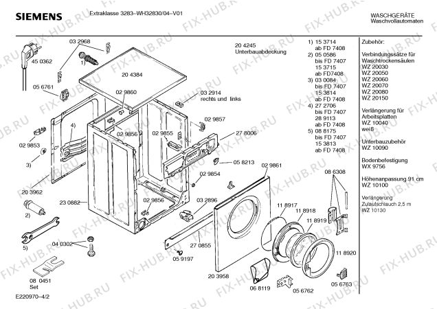 Схема №4 WH32830 Extraklasse 3283 с изображением Адаптер для стиральной машины Siemens 00153280