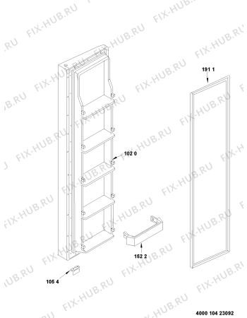 Схема №9 KSN 505 A++ IL с изображением Дверь для холодильной камеры Whirlpool 481010405437
