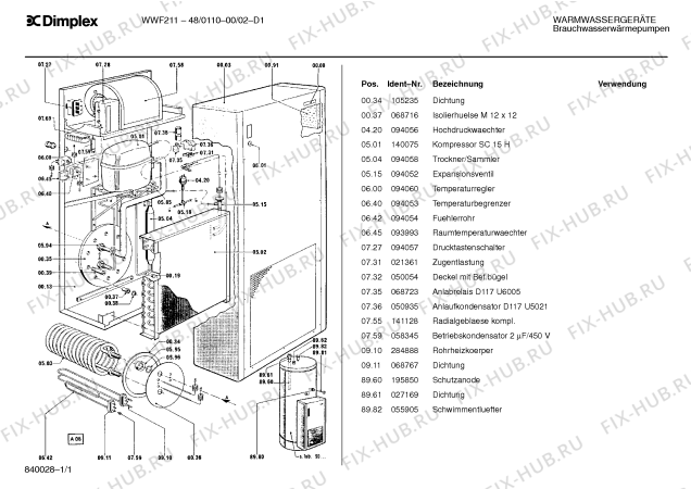 Схема №1 48/0110-00 WWF211 с изображением Переключатель для комплектующей Bosch 00094057
