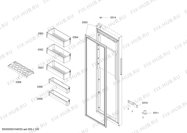 Схема №6 KAN92SC4AC с изображением Дверь для холодильника Bosch 00717280