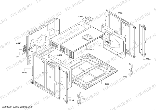 Взрыв-схема плиты (духовки) Siemens HB76RS551E - Схема узла 05