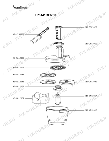 Взрыв-схема кухонного комбайна Moulinex FP3141BE/700 - Схема узла NP003919.1P2