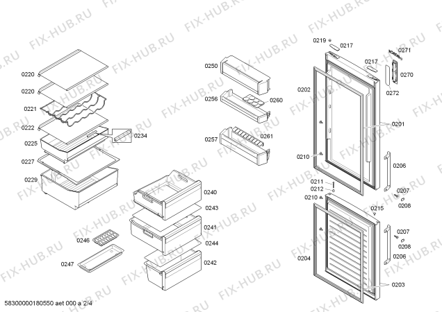 Взрыв-схема холодильника Bosch KGN36XI42 - Схема узла 02