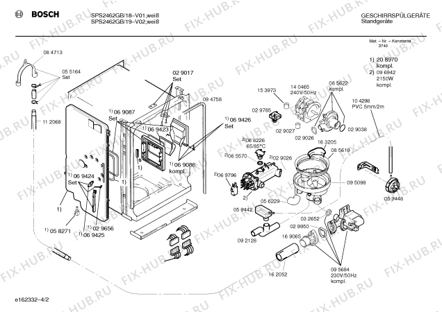 Взрыв-схема посудомоечной машины Bosch SPS2462GB - Схема узла 02