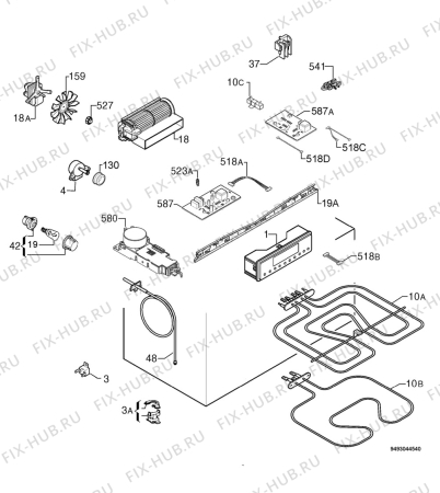 Взрыв-схема плиты (духовки) Arthurmartinelux AOC66312X - Схема узла Electrical equipment 268