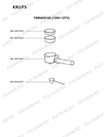 Взрыв-схема кофеварки (кофемашины) Krups F9894351(0) - Схема узла BP001858.7P4