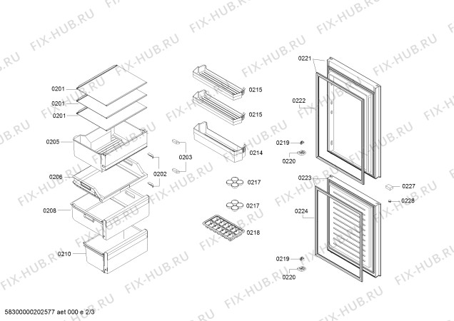 Схема №3 KGN28V268C с изображением Выдвижной ящик для холодильника Bosch 11022648