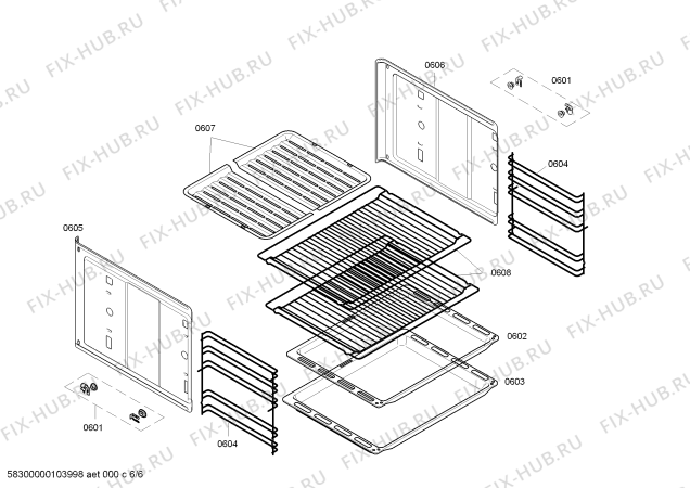 Схема №6 HBN530520A с изображением Панель управления для плиты (духовки) Bosch 00661068