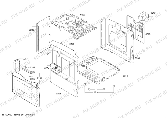 Схема №6 TES50651DE VeroCafe LattePro с изображением Боковая часть корпуса для электрокофемашины Siemens 00744820