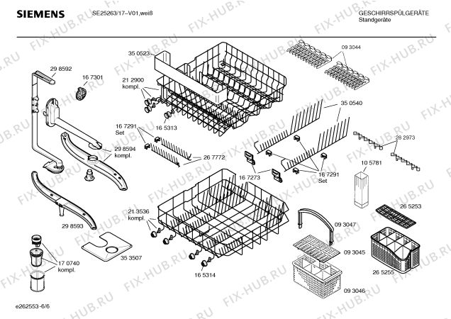Взрыв-схема посудомоечной машины Siemens SE25263 - Схема узла 06
