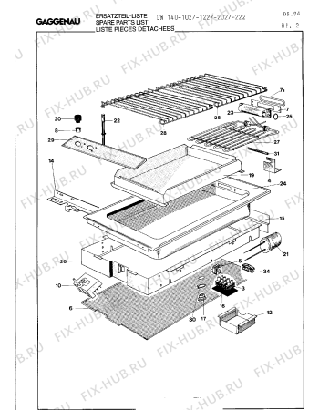Взрыв-схема плиты (духовки) Gaggenau GW140222 - Схема узла 05