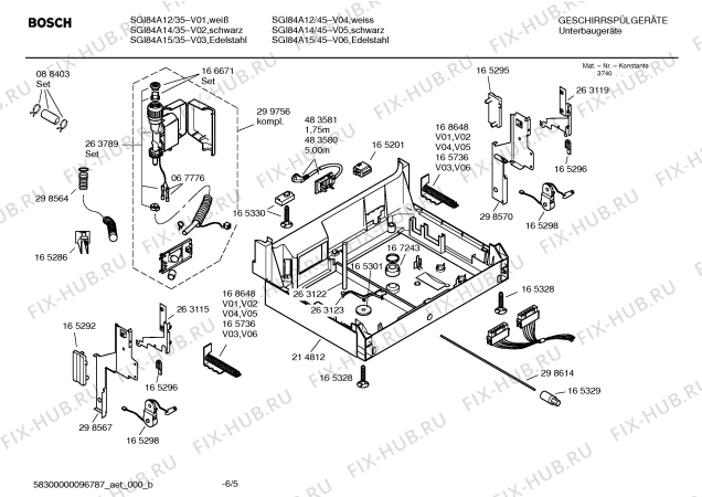 Взрыв-схема посудомоечной машины Bosch SGI84A14 Exclusiv - Схема узла 05