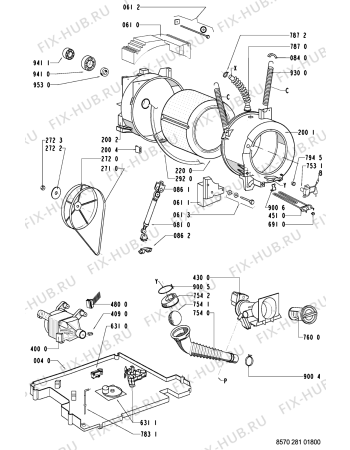 Схема №2 AWM 1203 с изображением Электромотор для стиральной машины Whirlpool 481236158094