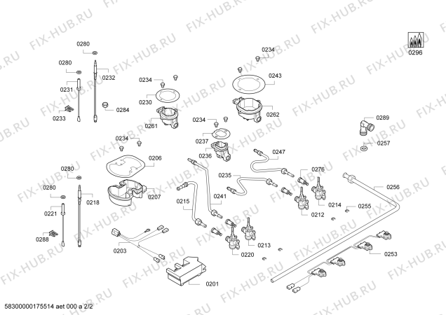 Схема №2 PPI716B11E 3G+1W BO T70F 2011 с изображением Варочная панель для плиты (духовки) Bosch 00686774