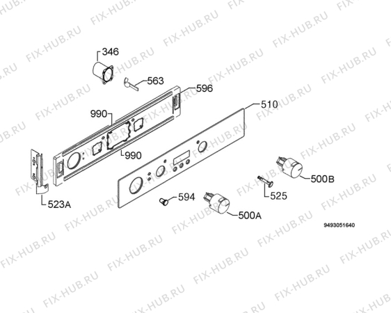 Взрыв-схема плиты (духовки) Zanussi ZCB880XQ - Схема узла Command panel 037