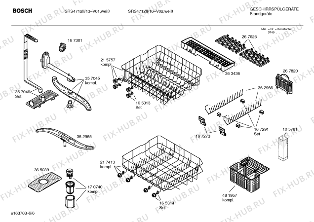 Схема №6 SRS4712II с изображением Передняя панель для посудомойки Bosch 00366017