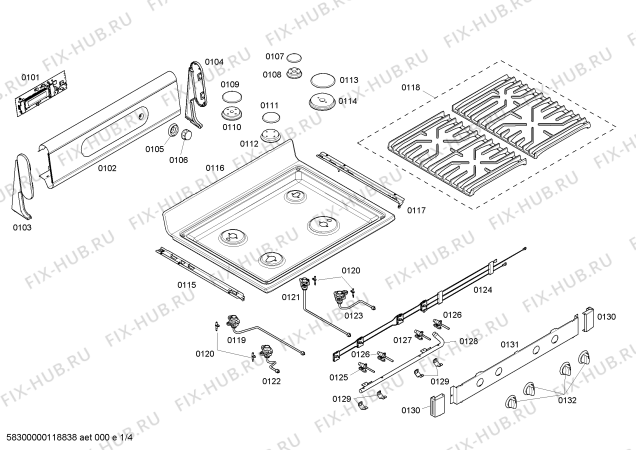 Схема №4 HGS3052UC с изображением Панель для плиты (духовки) Bosch 00661379