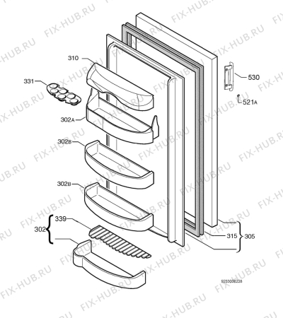 Взрыв-схема холодильника Electrolux ERC2822 - Схема узла Door 003