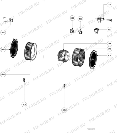 Взрыв-схема вытяжки Electrolux EFG750X/A - Схема узла Motor