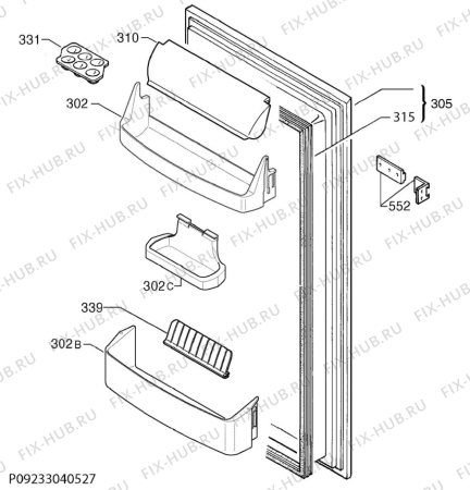 Взрыв-схема холодильника Rex Electrolux FI1540A+ - Схема узла Door 003