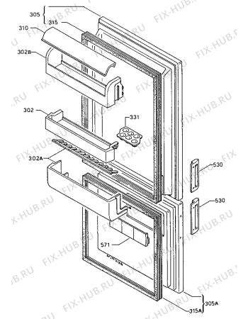 Взрыв-схема холодильника Zanussi ZFB18/8 - Схема узла Refrigerator door