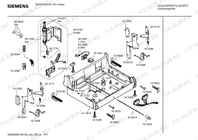 Схема №6 SE35A260 с изображением Передняя панель для посудомойки Siemens 00434595