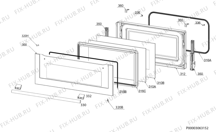 Взрыв-схема плиты (духовки) Aeg BOCHMGM - Схема узла Door
