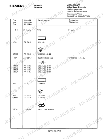 Схема №27 FM636Q4 с изображением Пульт дистанционного управления для видеоэлектроники Siemens 00756852