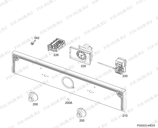 Взрыв-схема плиты (духовки) Electrolux EOA5220AOR - Схема узла Command panel 037