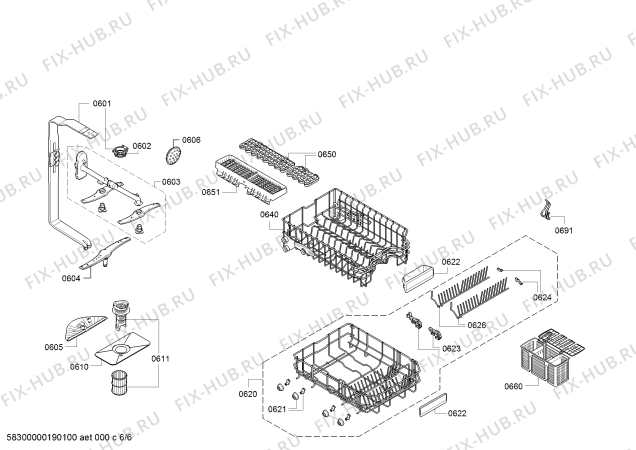 Взрыв-схема посудомоечной машины Bosch SPV53M80EU SilencePlus - Схема узла 06