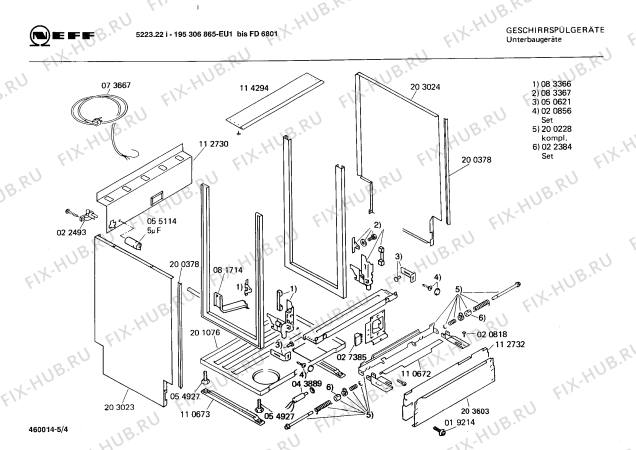 Схема №5 195306865 5223.22I с изображением Кнопка для посудомоечной машины Bosch 00029387