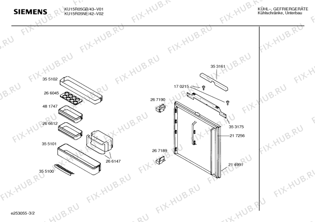 Схема №3 KU15R05NE с изображением Инструкция по эксплуатации для холодильника Siemens 00526342