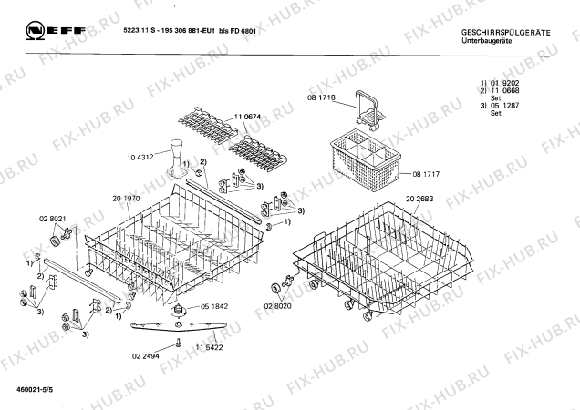 Взрыв-схема посудомоечной машины Neff 195306881 5223.11S - Схема узла 05