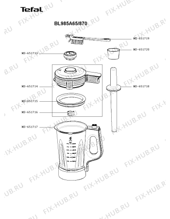 Взрыв-схема блендера (миксера) Tefal BL985A65/870 - Схема узла SP006047.2P3