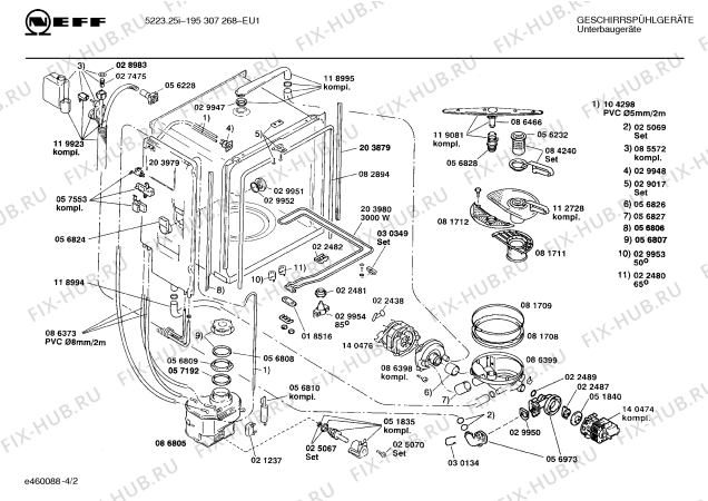Взрыв-схема посудомоечной машины Neff 195307268 5223.25I - Схема узла 02