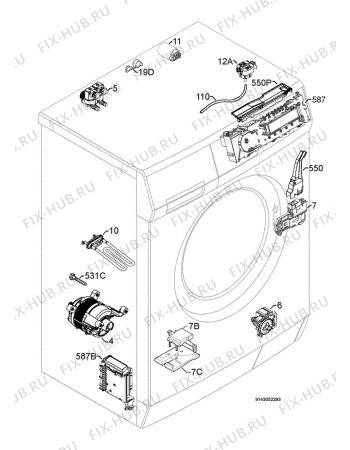 Взрыв-схема стиральной машины Aeg Electrolux LS72840 - Схема узла Electrical equipment 268