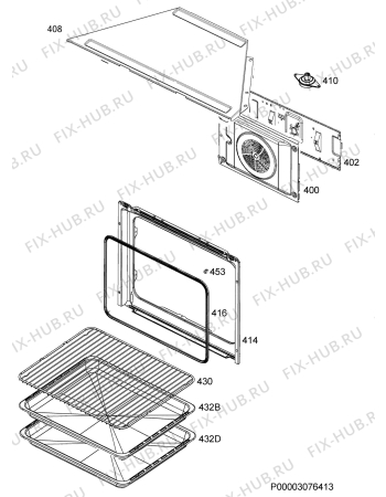 Взрыв-схема плиты (духовки) Electrolux EOB53400CN - Схема узла Oven