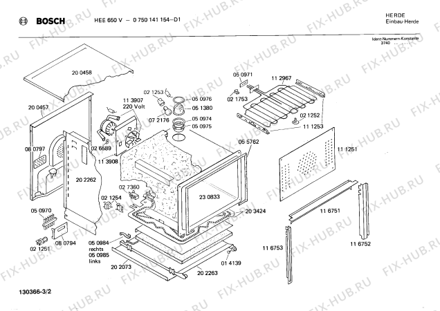 Взрыв-схема плиты (духовки) Bosch 0750141154 HEE650V - Схема узла 02