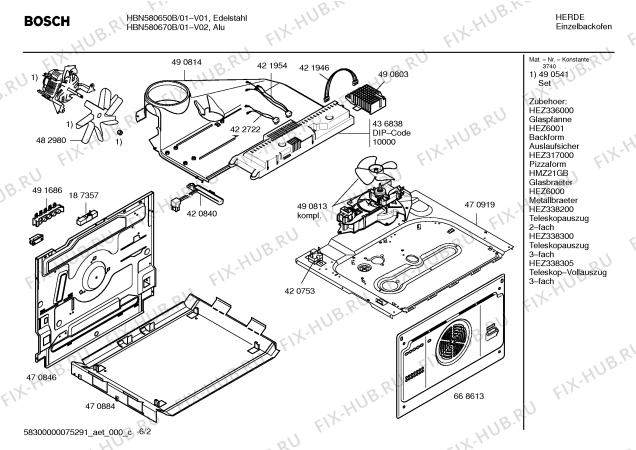 Схема №6 HBN580670B с изображением Информационная папка для плиты (духовки) Bosch 00588116
