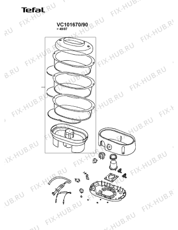 Взрыв-схема мультиварки (пароварки) Tefal VC101670/90 - Схема узла RP003368.7P2