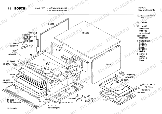 Взрыв-схема микроволновой печи Bosch 0750491081 HMG2500 - Схема узла 02