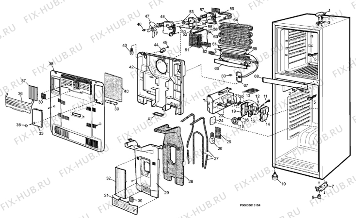 Взрыв-схема холодильника Electrolux END32320W - Схема узла Section 2