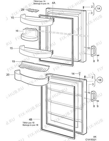 Взрыв-схема холодильника Husqvarna Electrolux QT423RW - Схема узла C10 Door