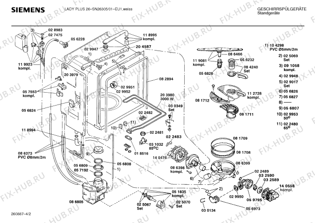 Взрыв-схема посудомоечной машины Siemens SN26305 - Схема узла 02