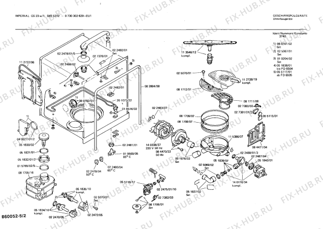 Взрыв-схема посудомоечной машины Imperial 0730302629 GS23W/1 - Схема узла 02