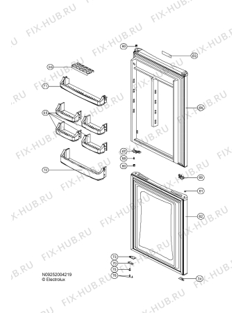 Взрыв-схема холодильника Zanussi ZRB334SO - Схема узла Door 003